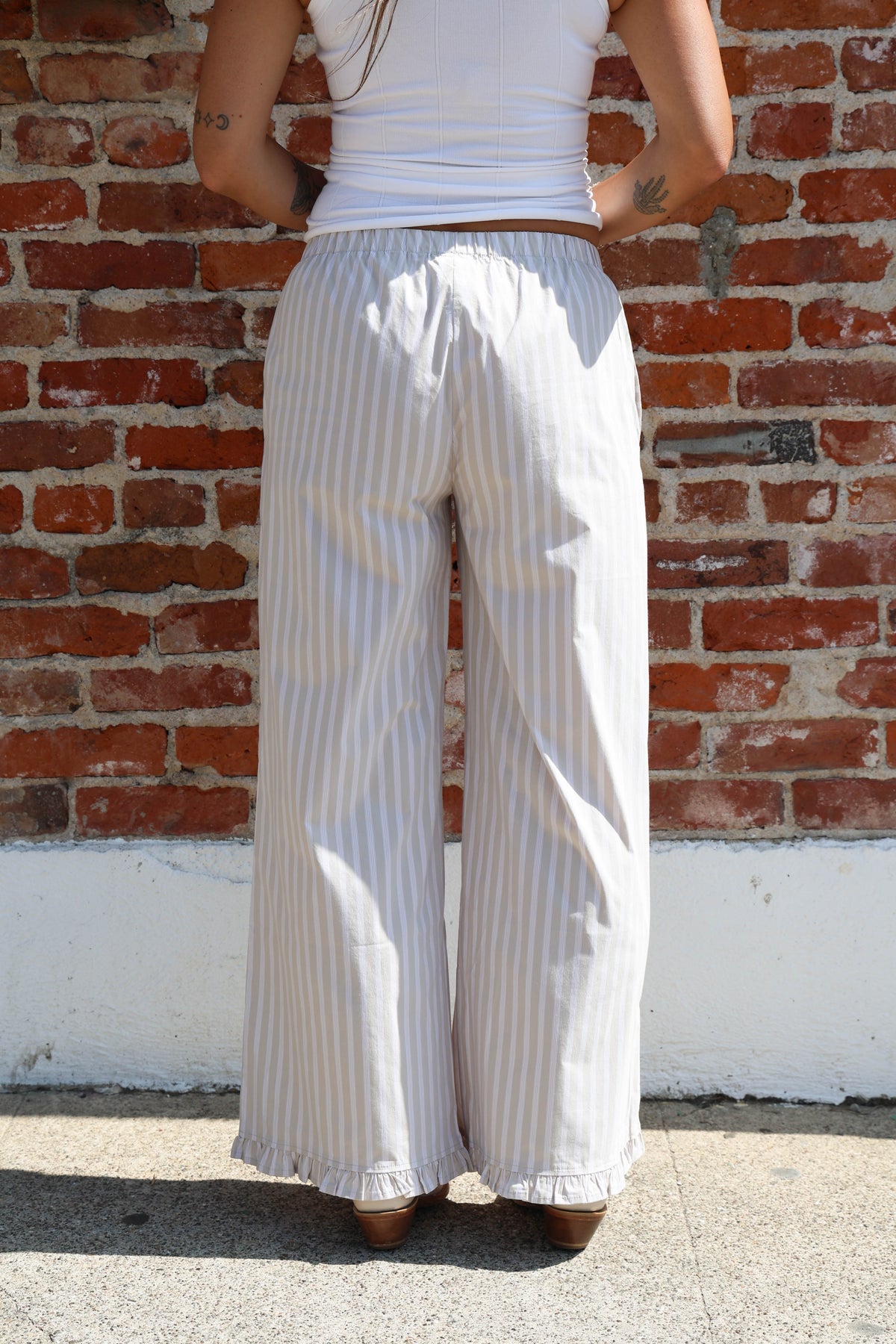 Lil Latte Pants (Striped Taupe)