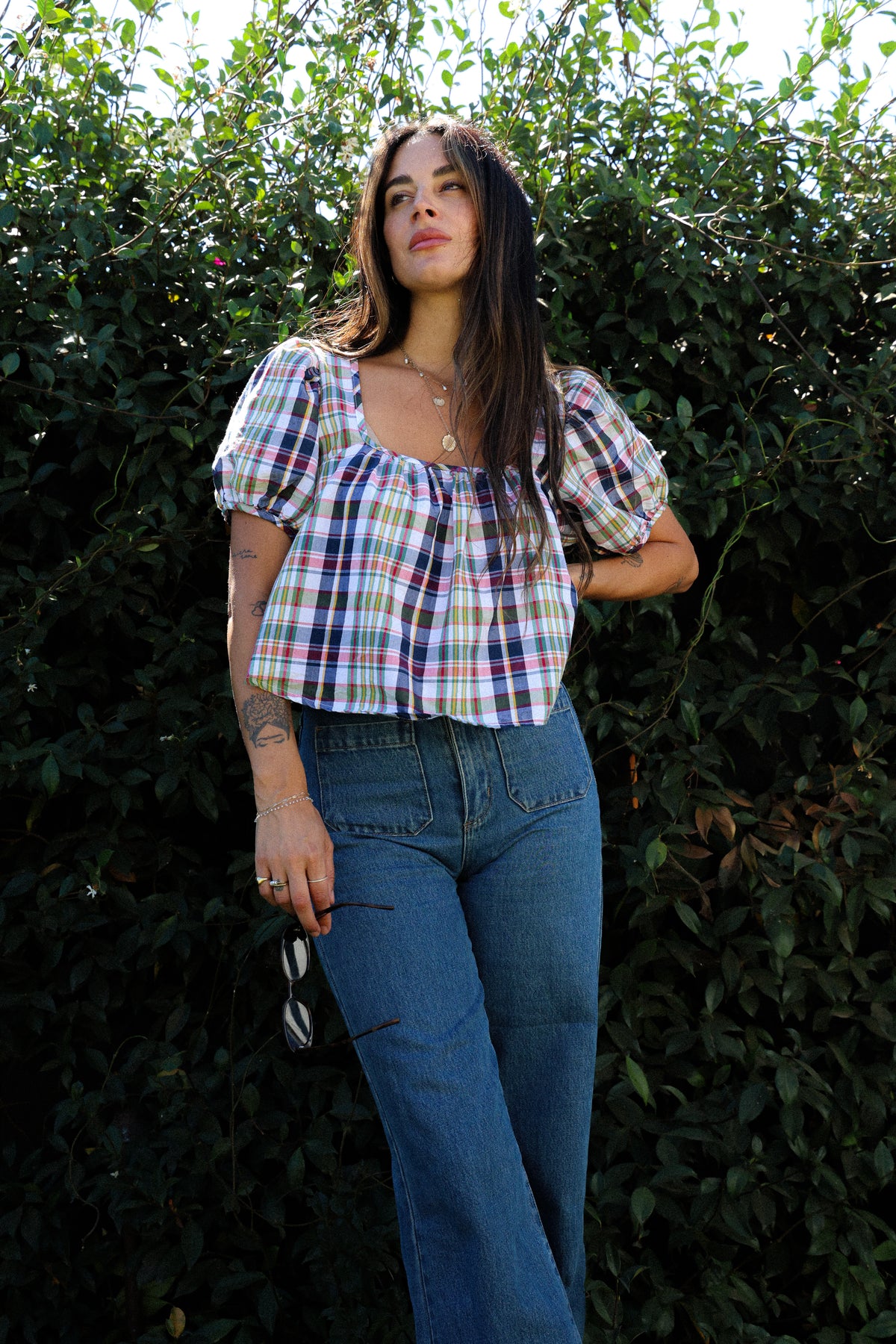 The Dolly Top (Primary Plaid)