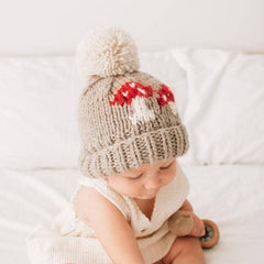 Huggalugs - Mushroom Hand Knit Beanie Hat: L (2-6 years)