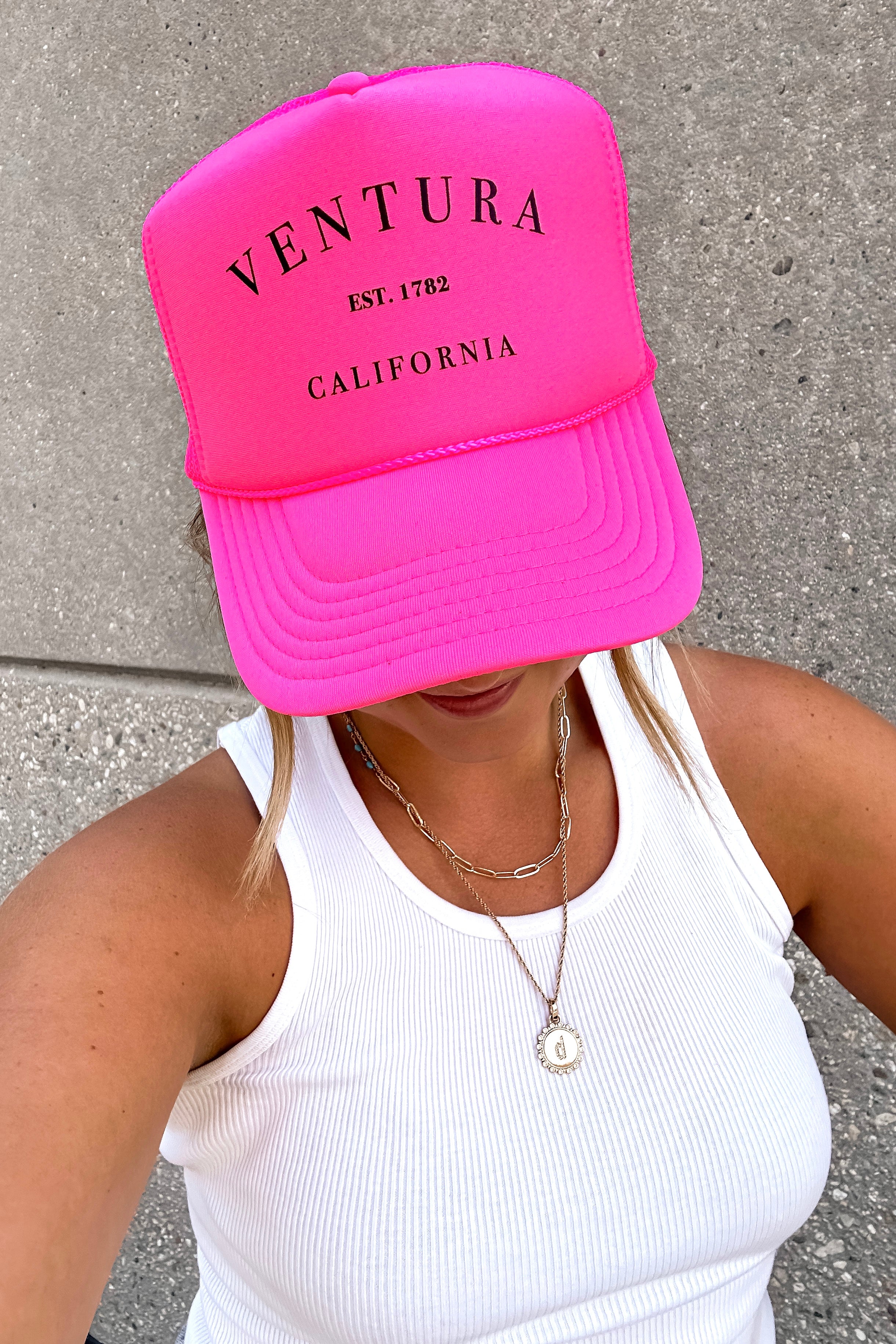 Ventura EST. 1782 Trucker Hat (Neon Pink)