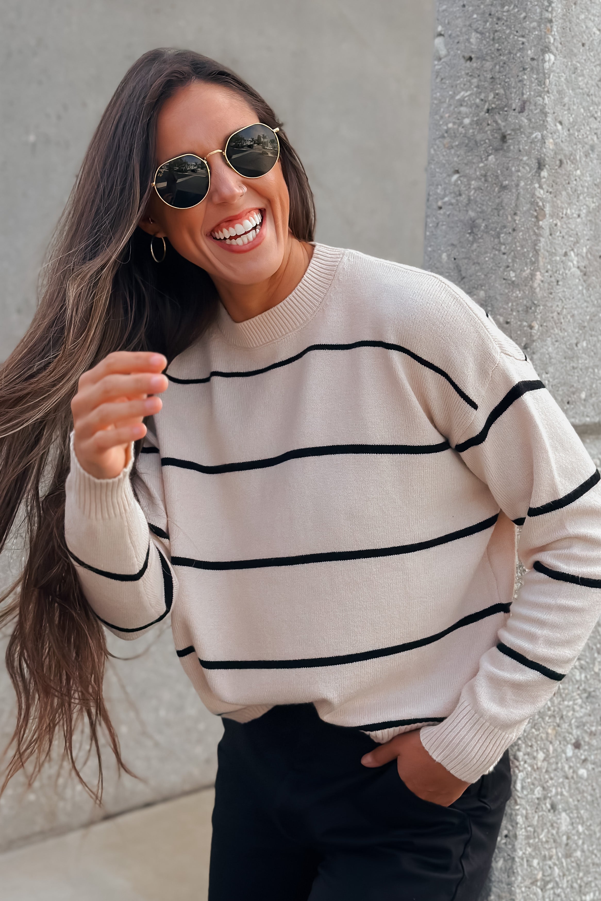Come Closer Sweater Top (Beige)