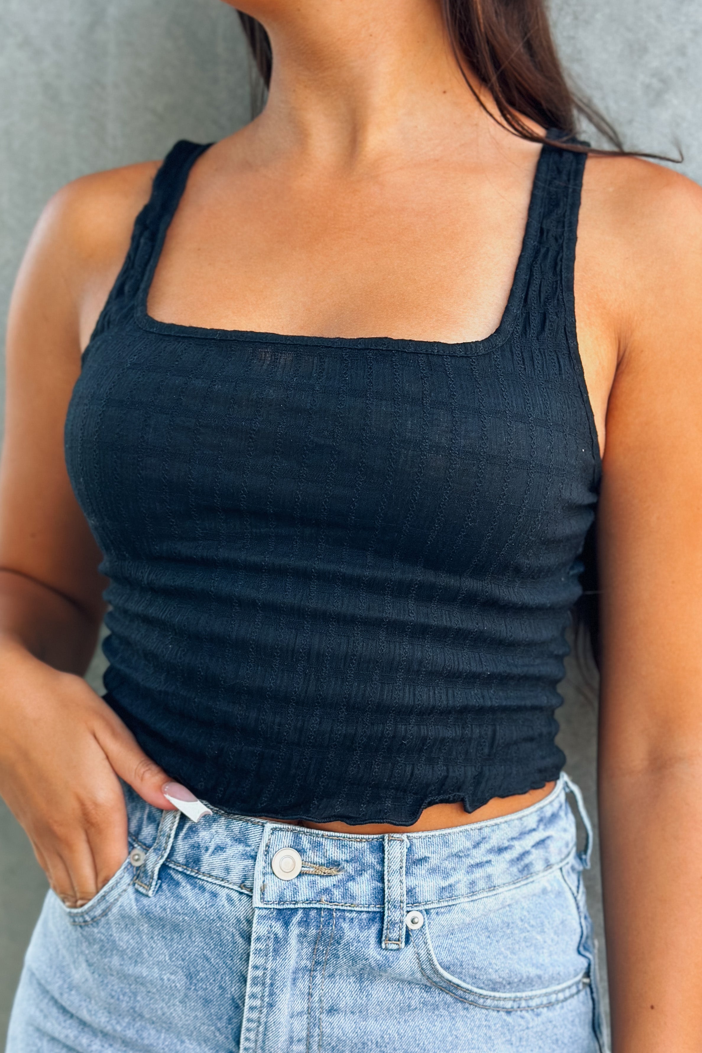 Basic Witch Smocked Tank (Black)