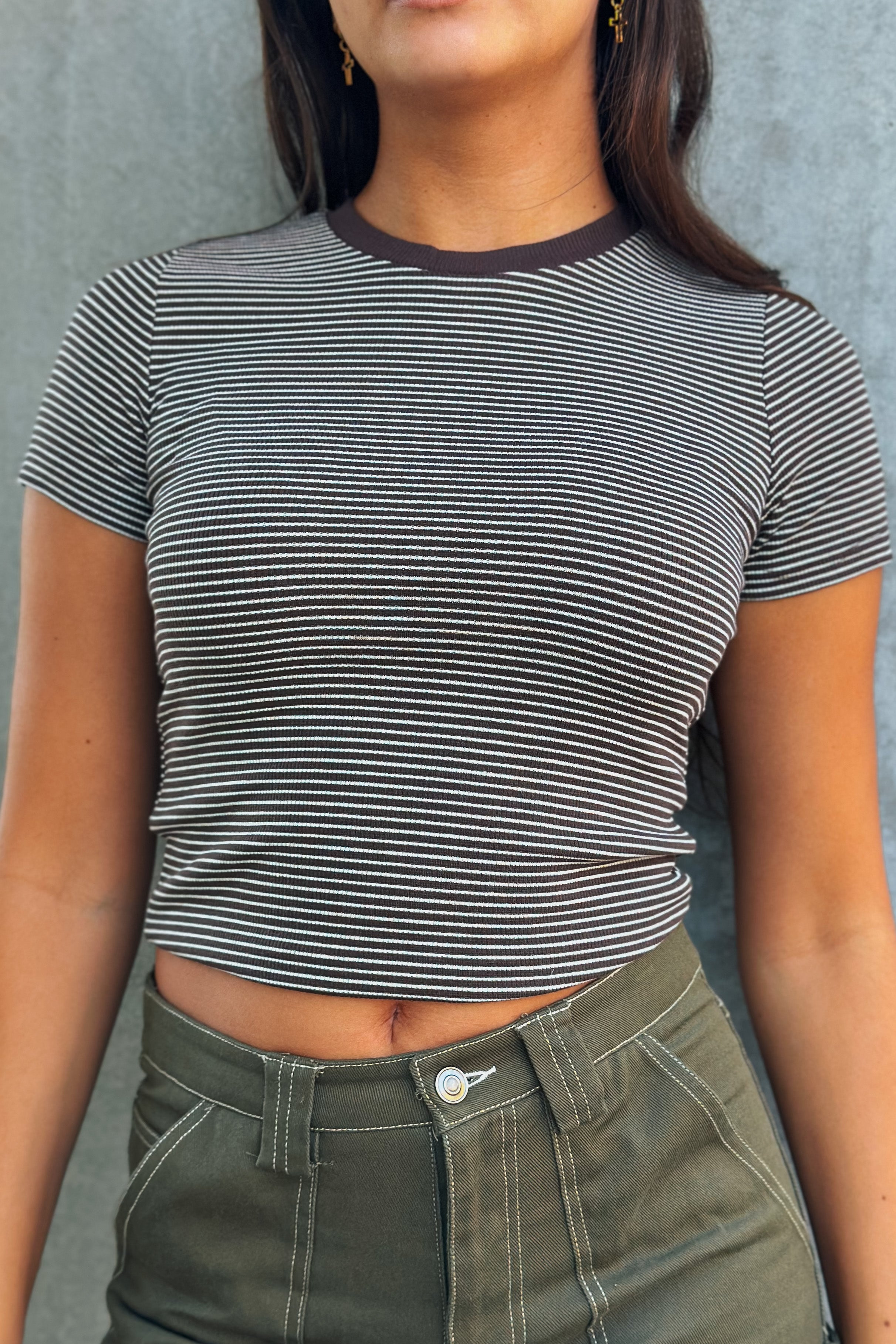 It's A Vibe Striped Tee (Brown)