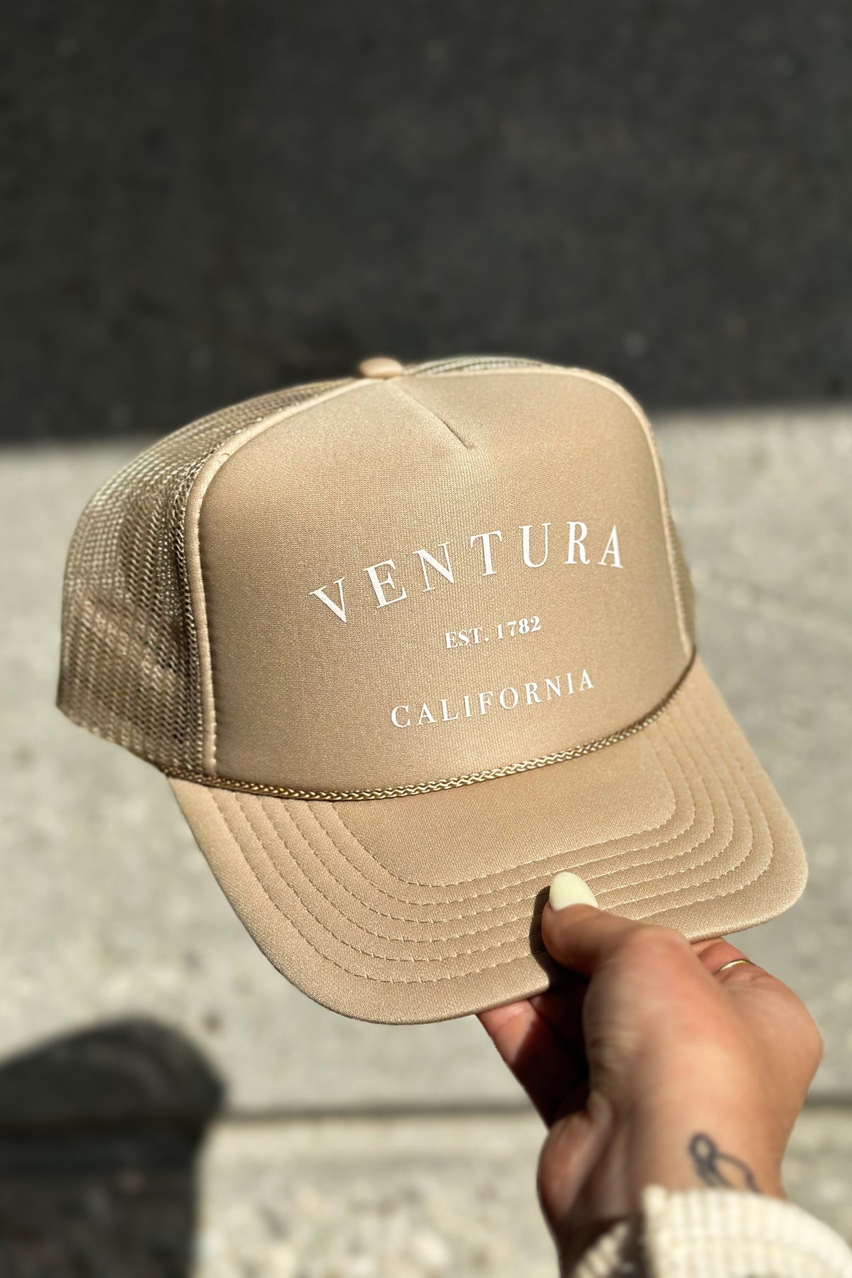 Ventura EST. 1782 Trucker Hat (Khaki/White)