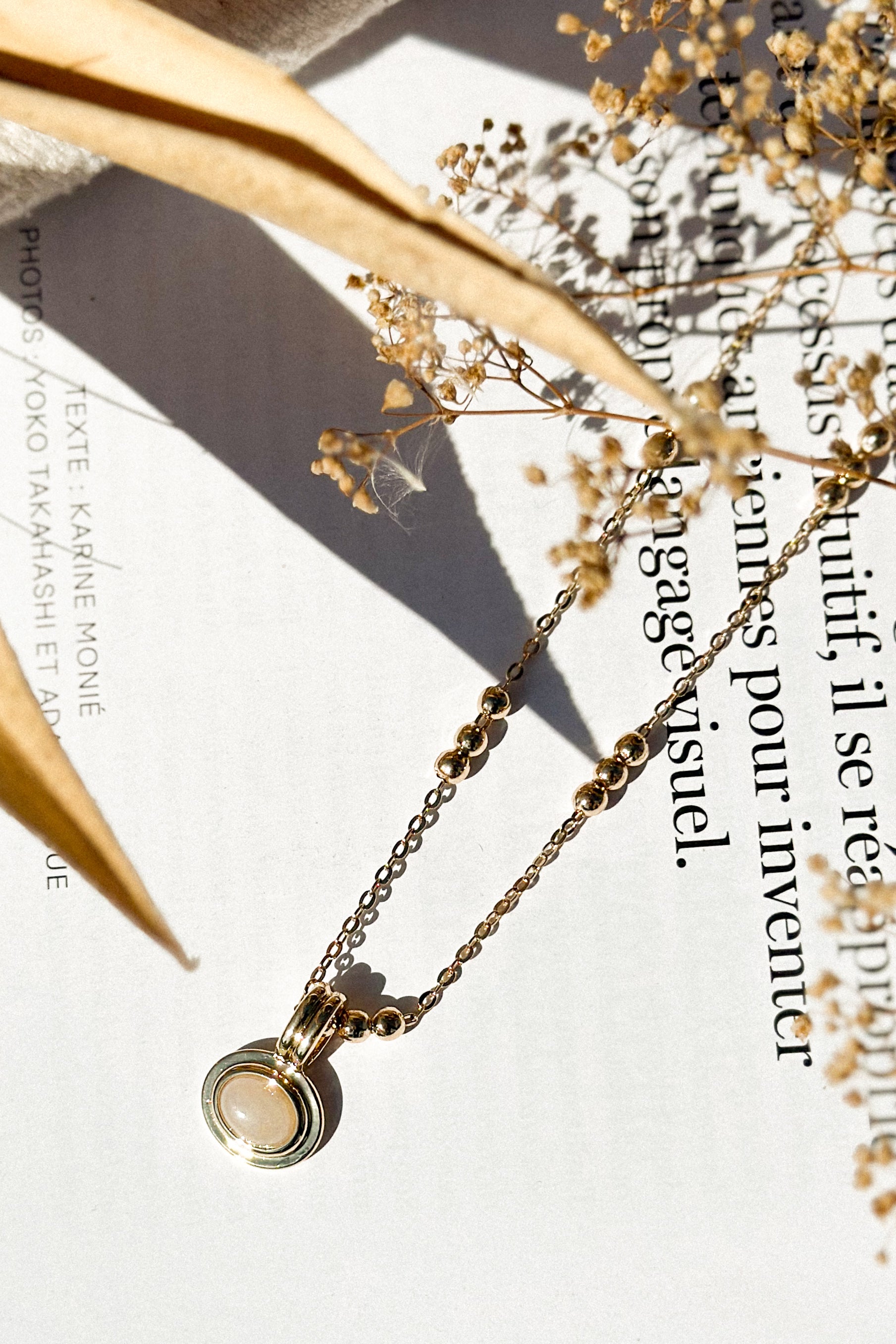 14k Gold Plated Moonstone Necklace