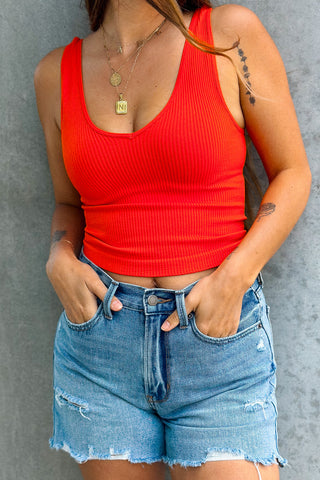 Olivia V-Neck Tank (Bright Orange) - FINAL SALE
