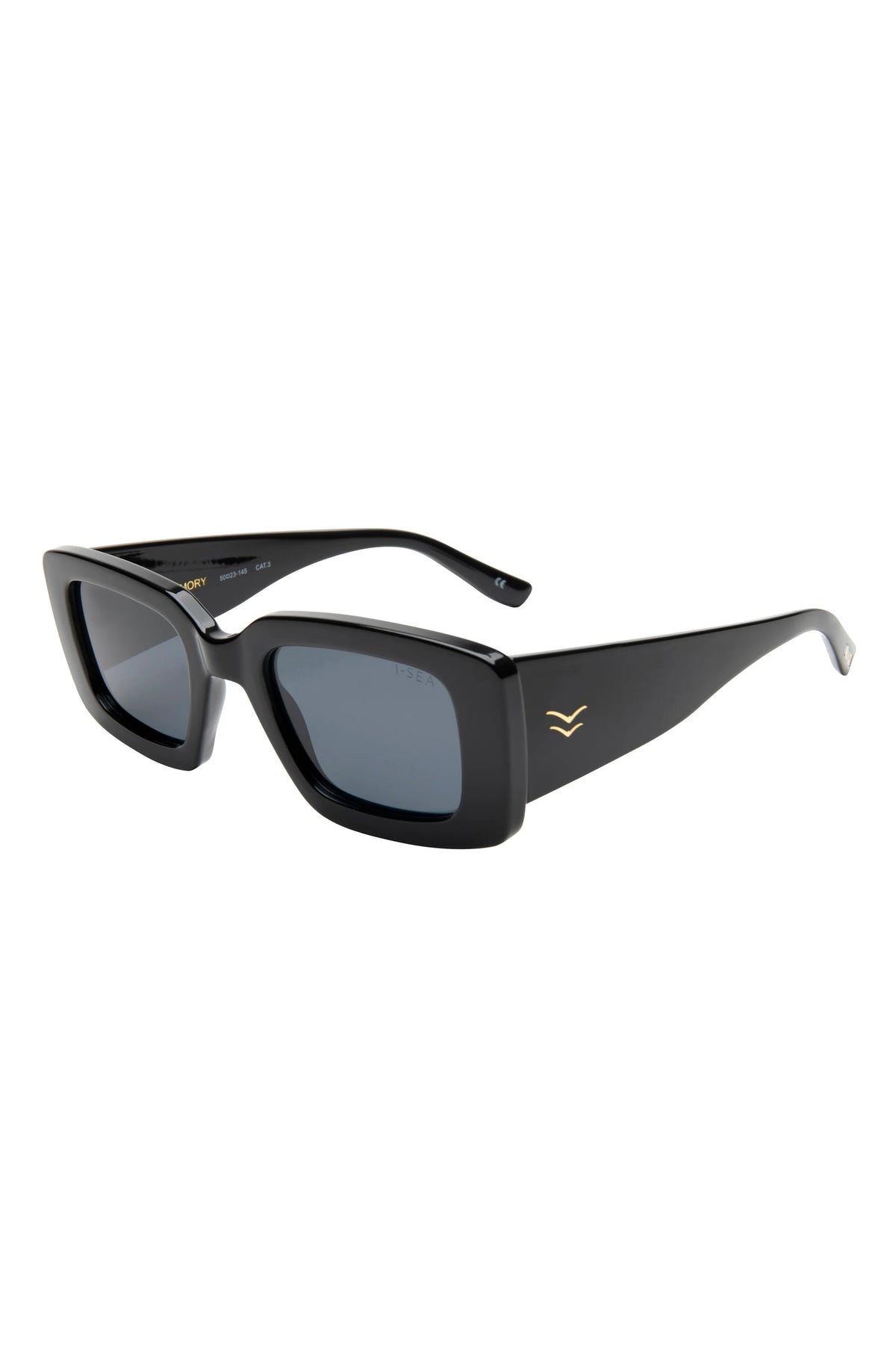 Black sunglasses against a plain background