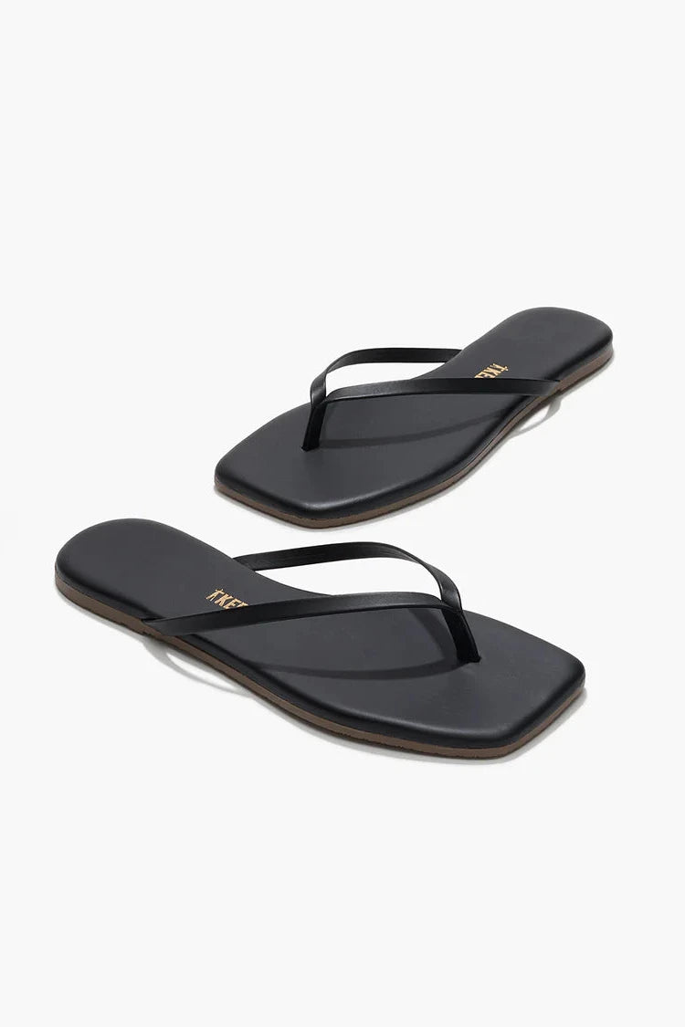 TKEES Square Toe Lily Leather Flip Flop (Black) – Shop TIKI GIRL