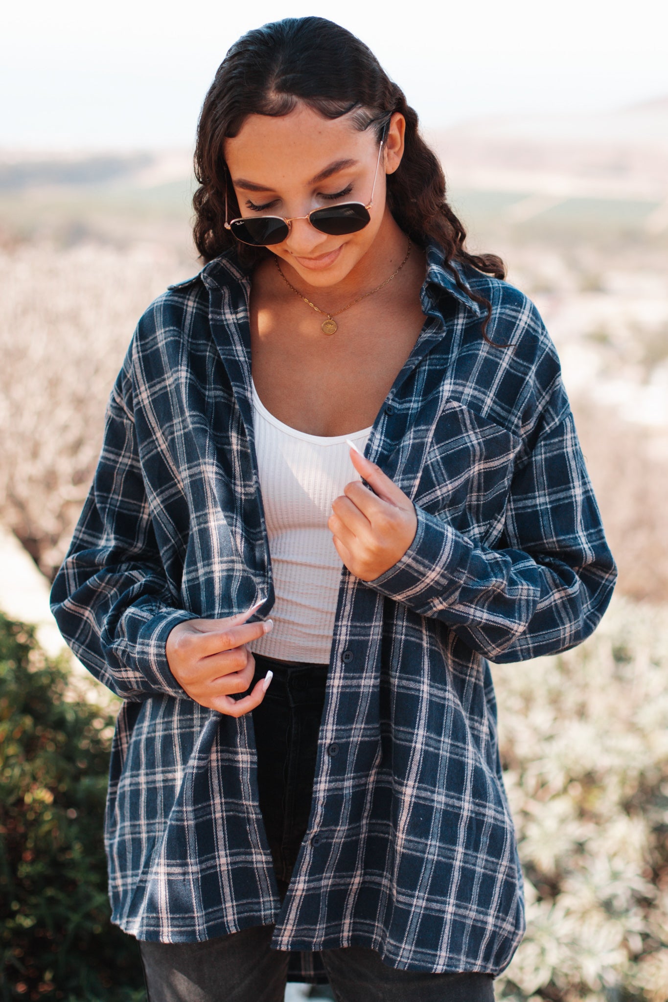 In Due Time Plaid Button Up