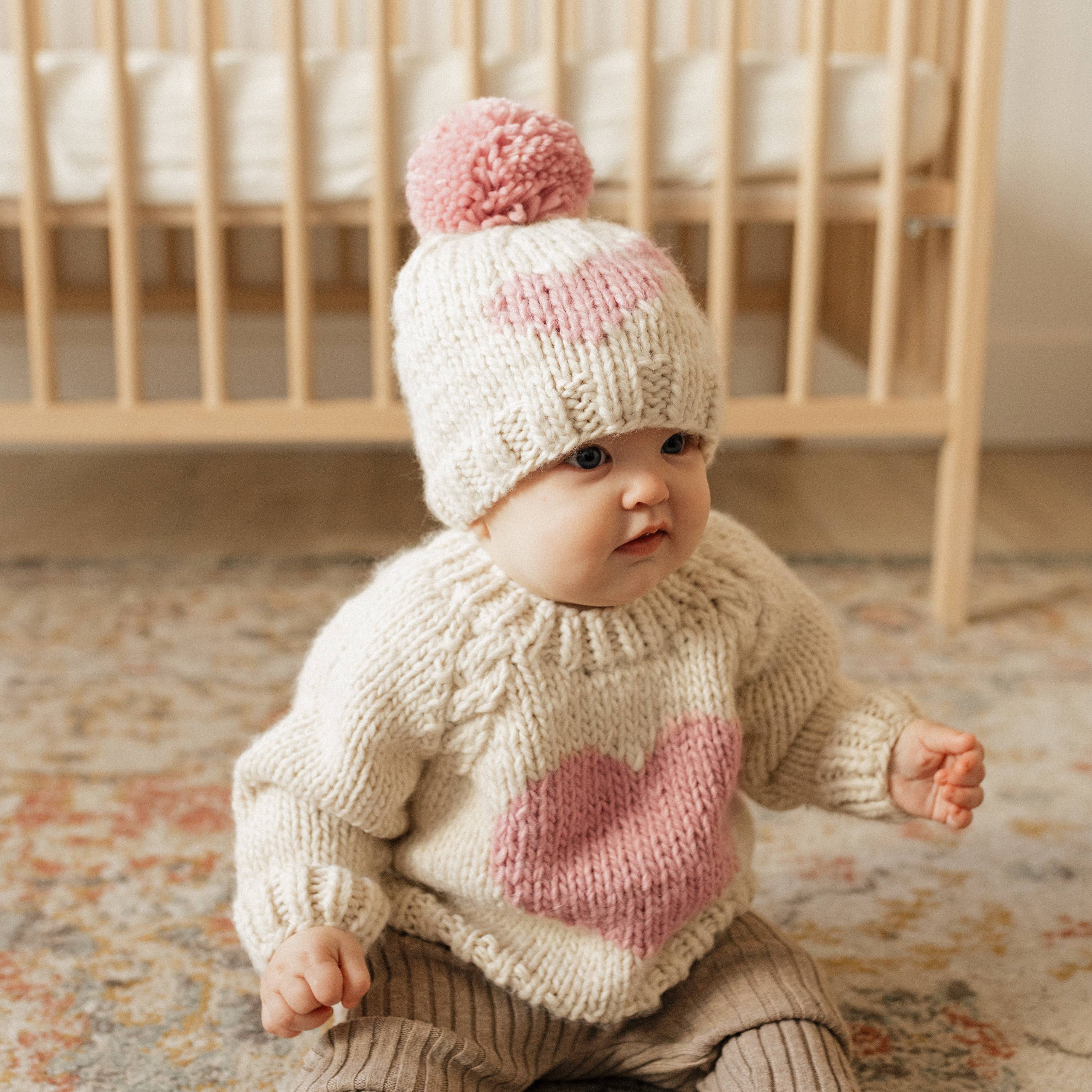 Huggalugs - Sweetheart Knit Beanie Hat Rosy: M (6-24 months)