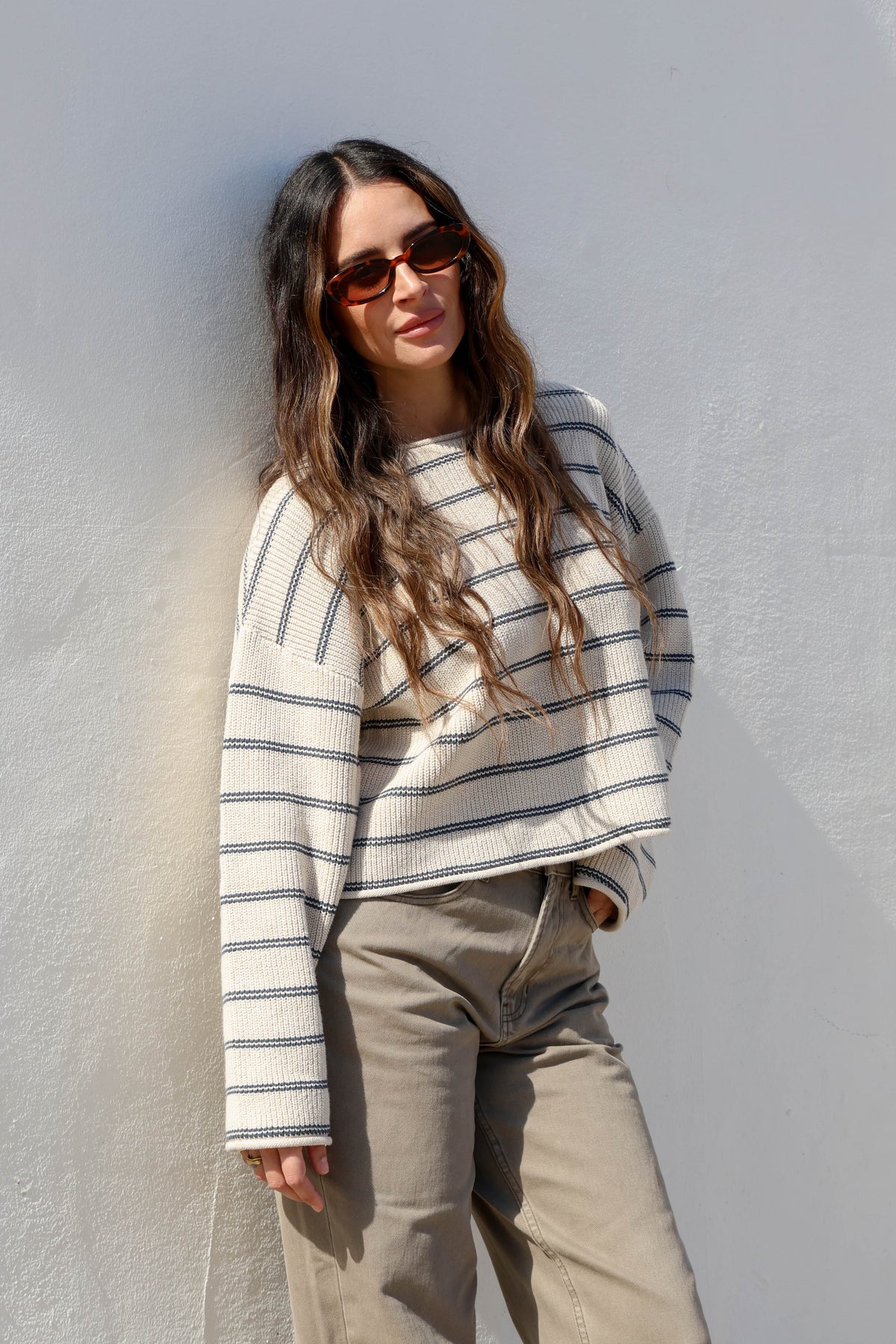 Margot Striped Sweater (Stone/Blue)