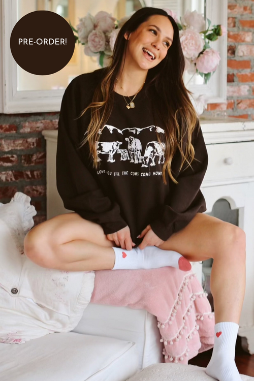 [PREORDER] Cows Come Home (Chocolate) Embroidered Sweatshirt