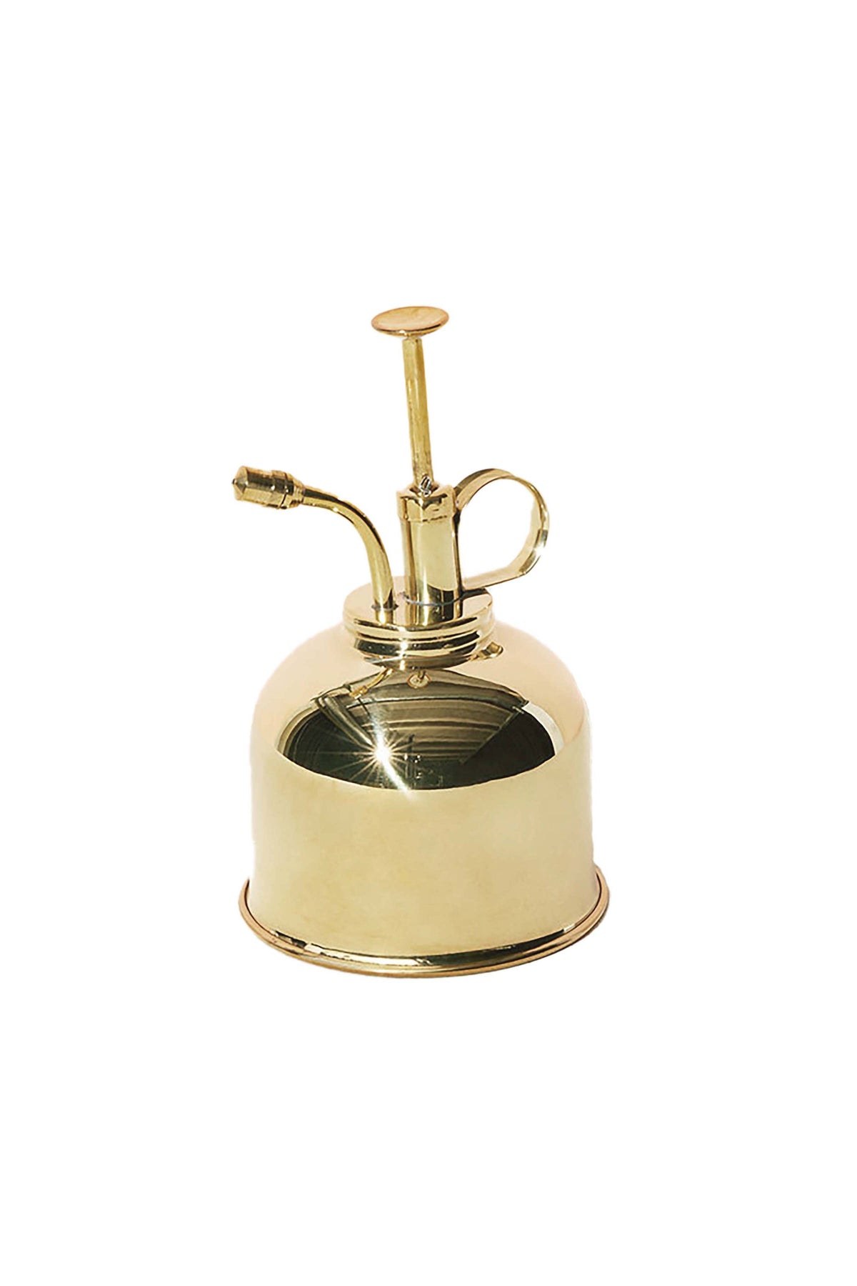 Gold-colored oil lamp on a white background