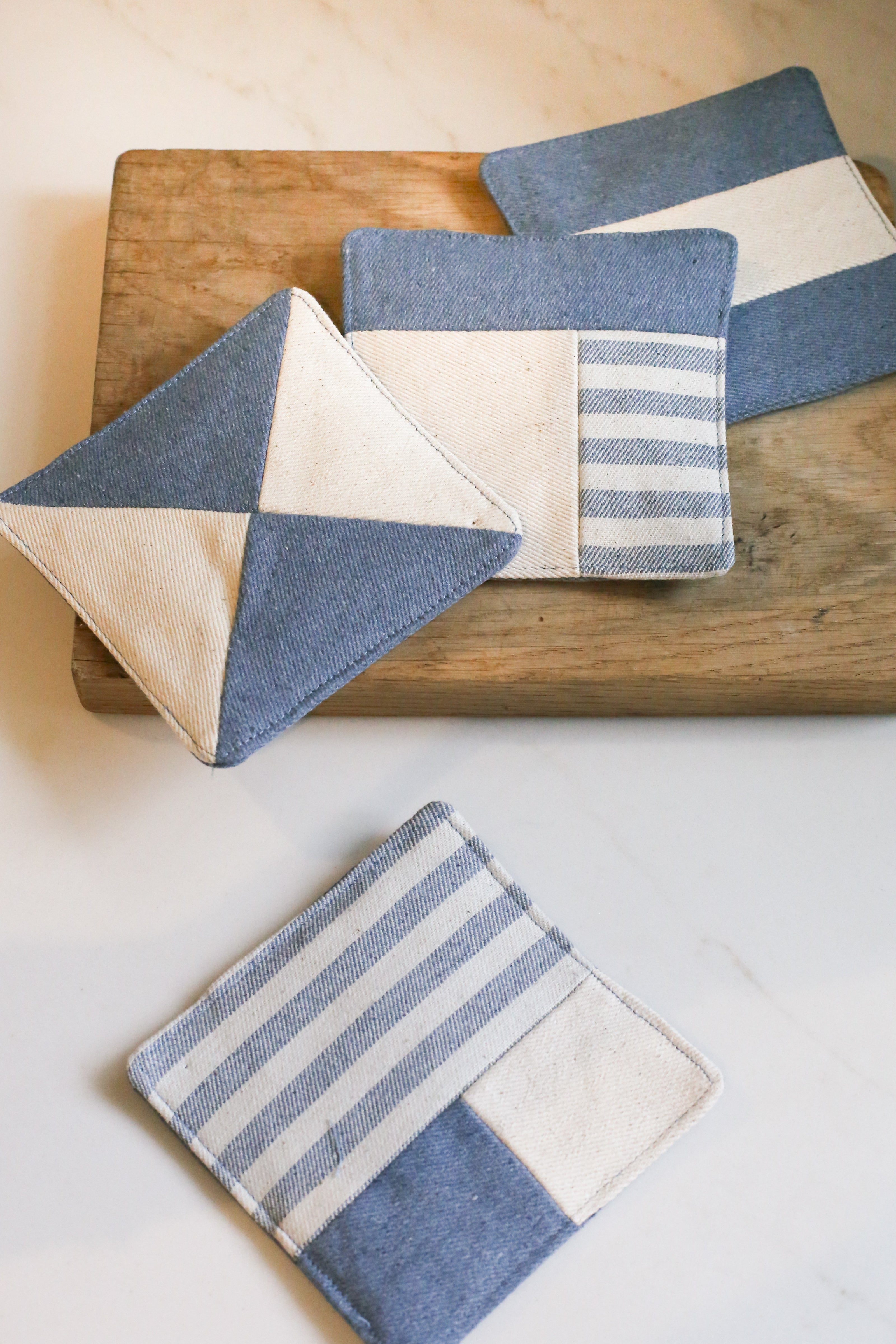 Upcycled Denim Quilted Coasters (Set of 4)