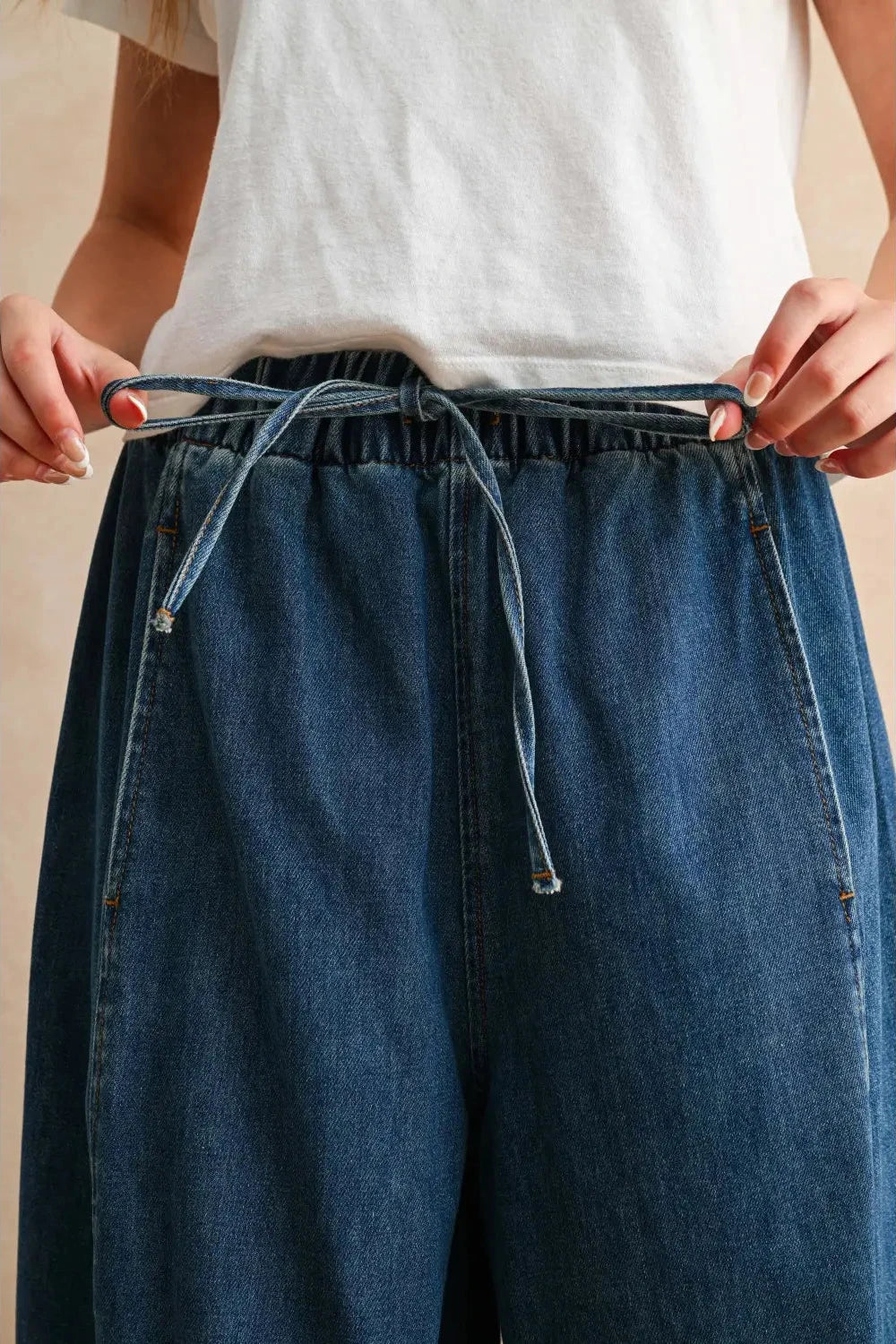 denim barrel pants