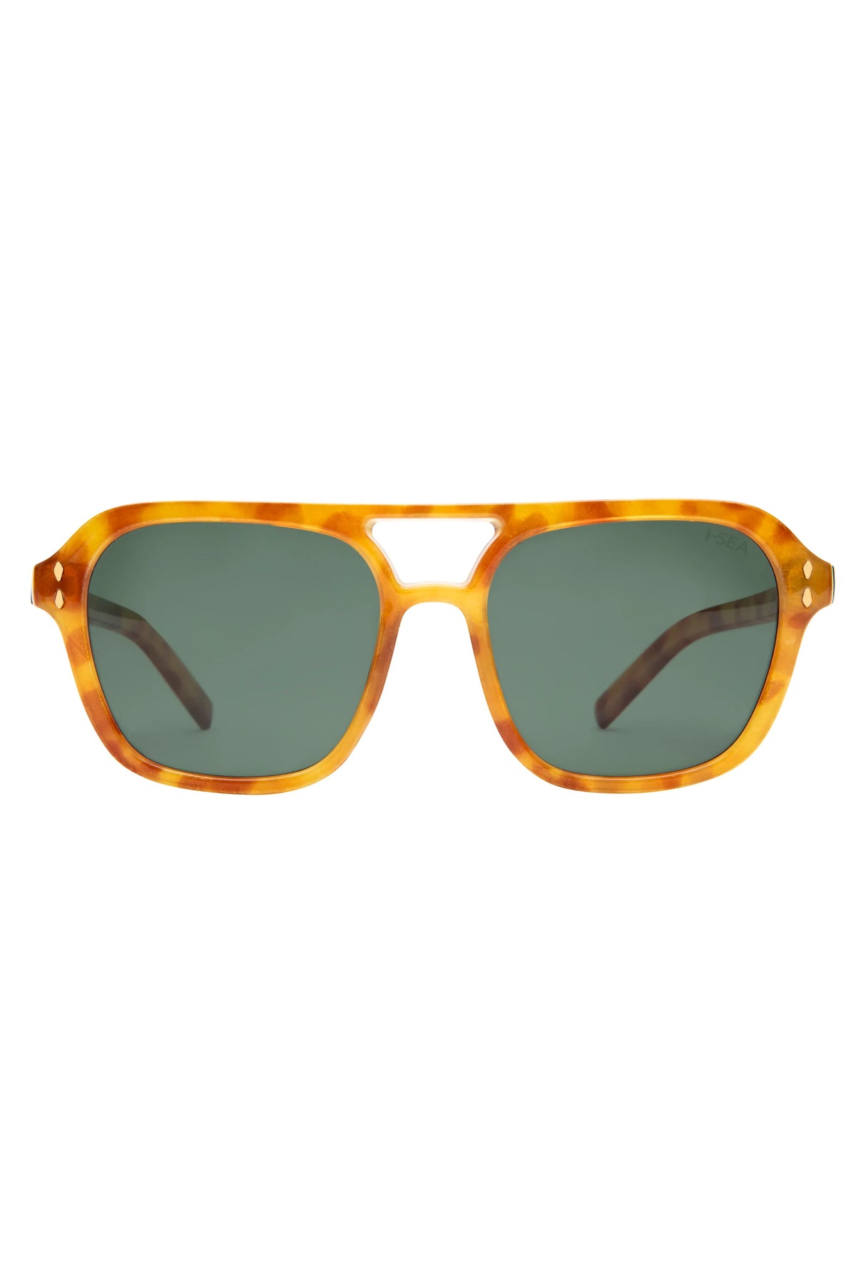 Sunglasses with a tortoiseshell frame on a white background