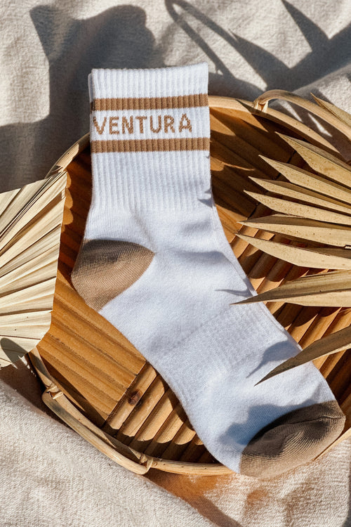 Ventura Socks (white/taupe)