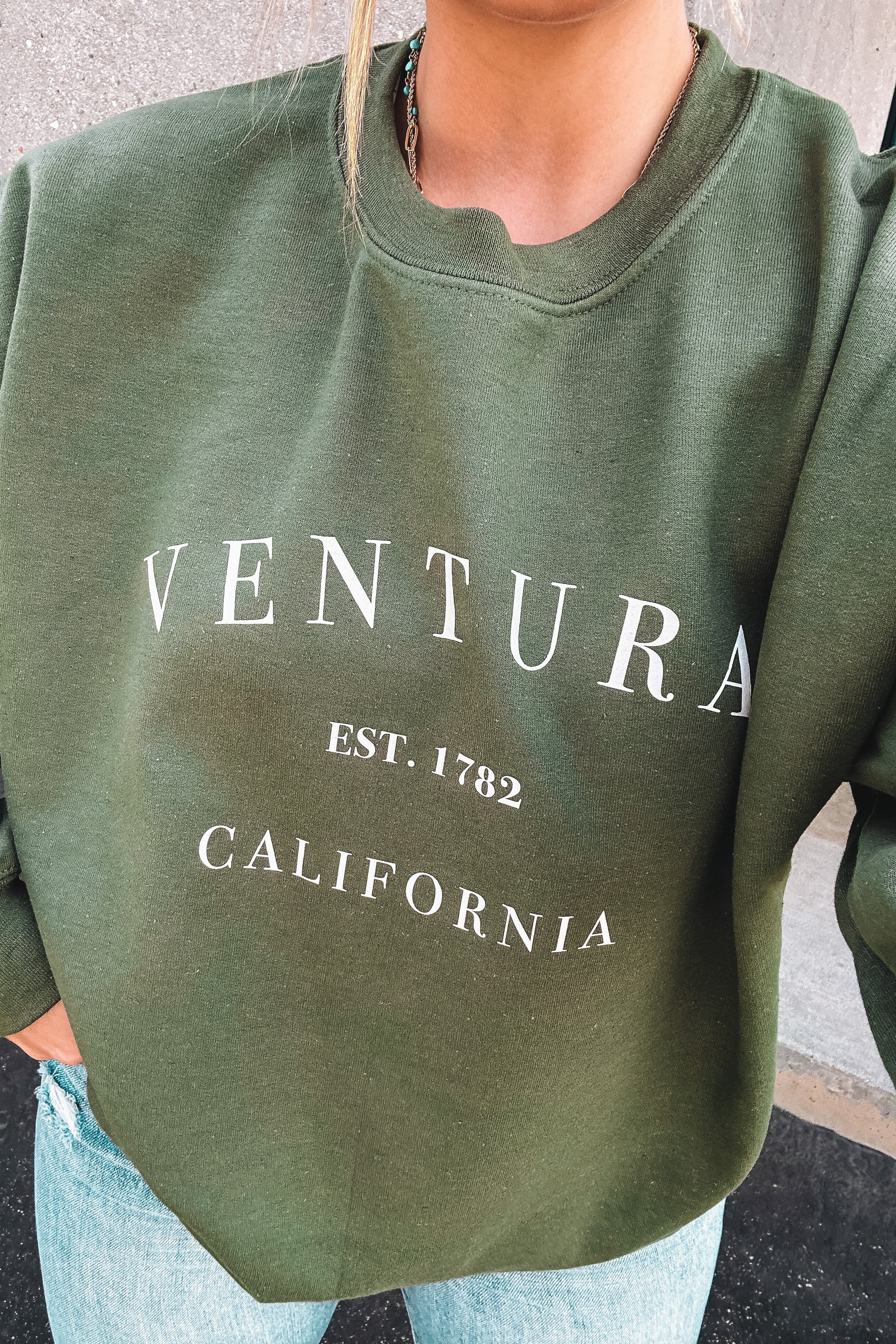 Ventura EST. 1782 Sweatshirt (Olive) – Shop TIKI GIRL