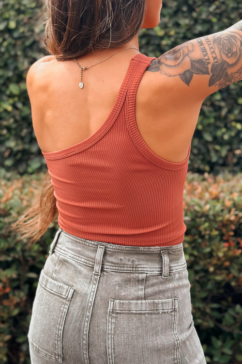 Skylar One Shoulder Top (Mahogany)