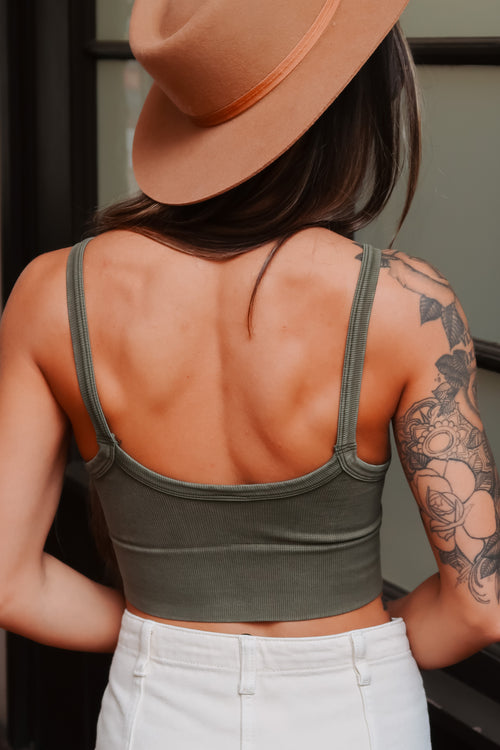 Olivia V-Neck Tank (Vtg. Secret Moss)