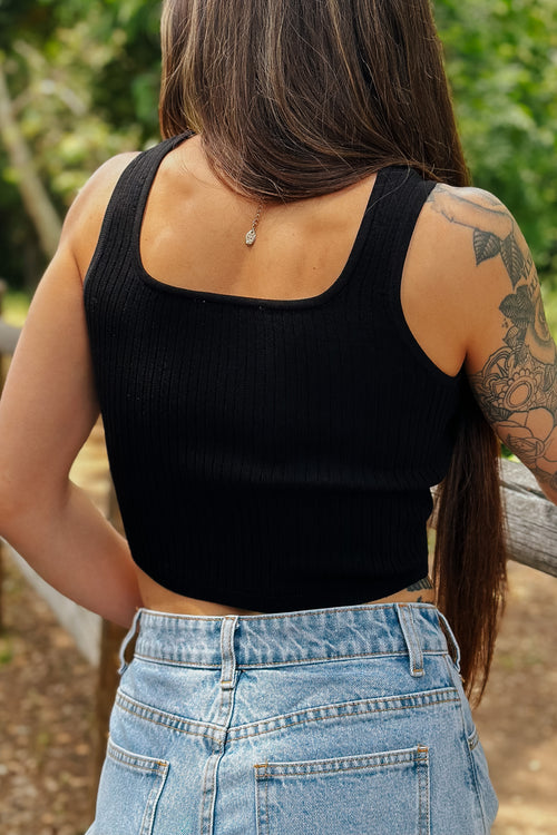 Loungin' Around Ribbed Tank (Black)