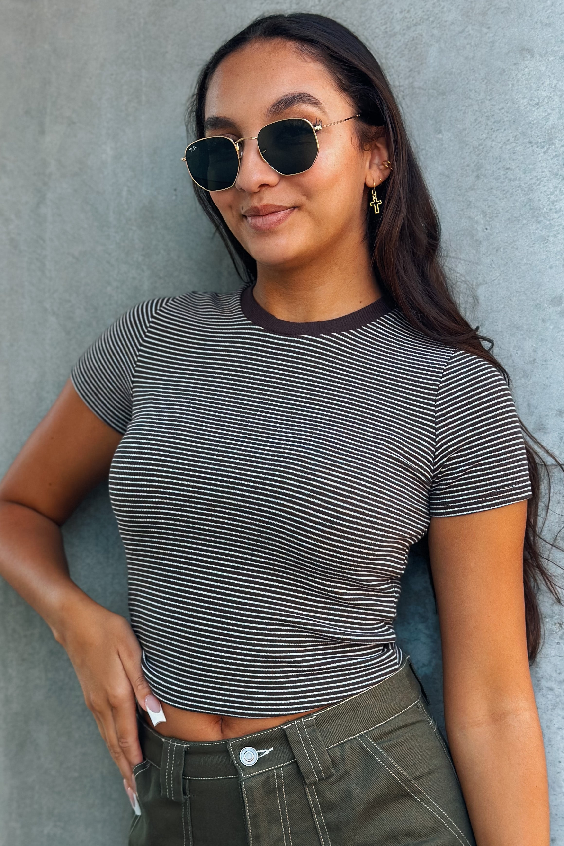 It's A Vibe Striped Tee (Brown)