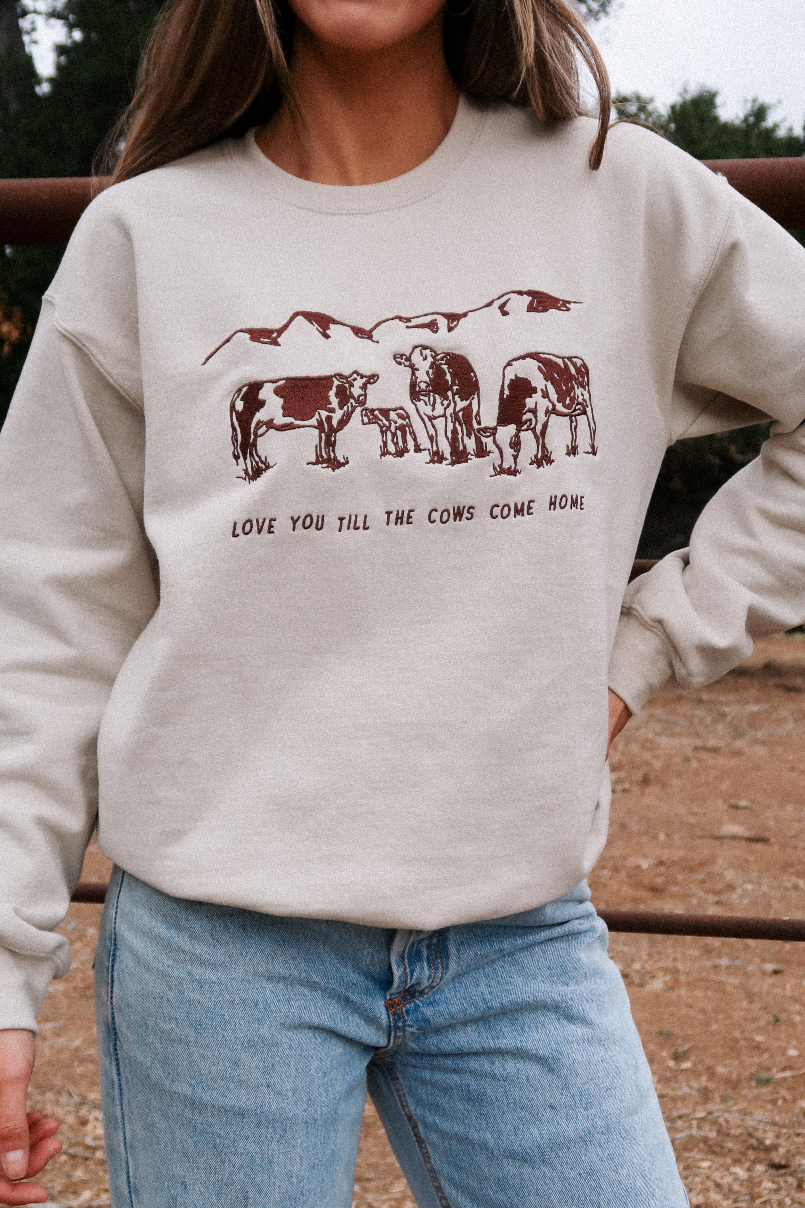 Cows Come Home Embroidered Sweatshirt