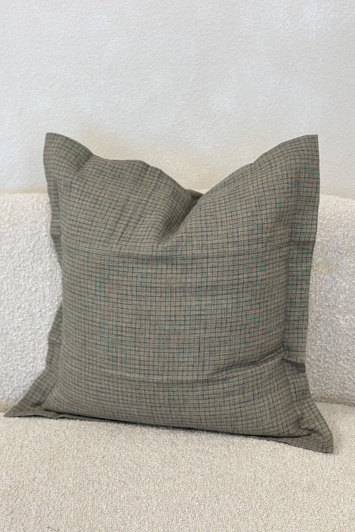 Vintage Check Linen Pillow Cover (Cover Only)