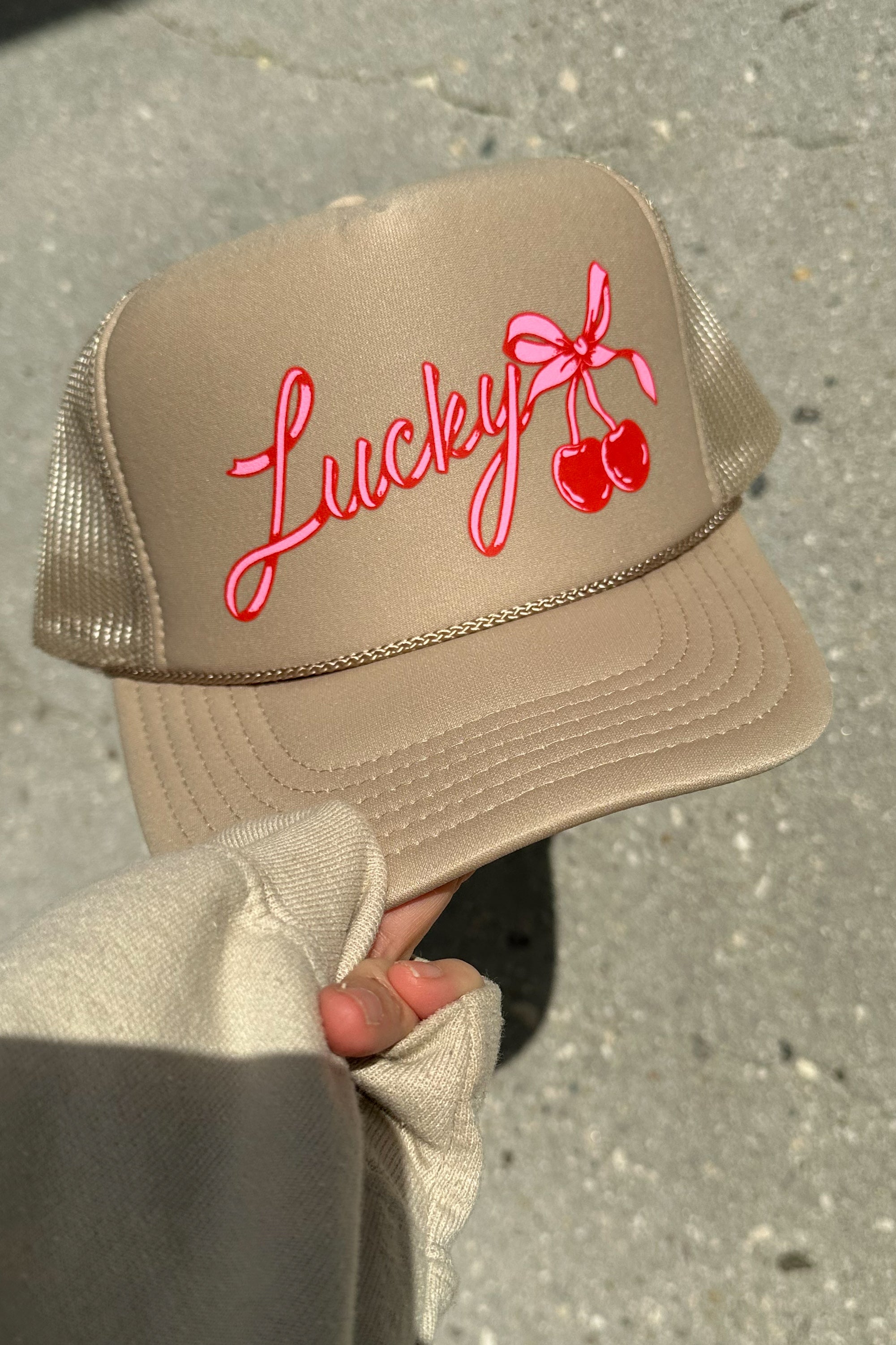 Lucky Girl Trucker Hat (Khaki)