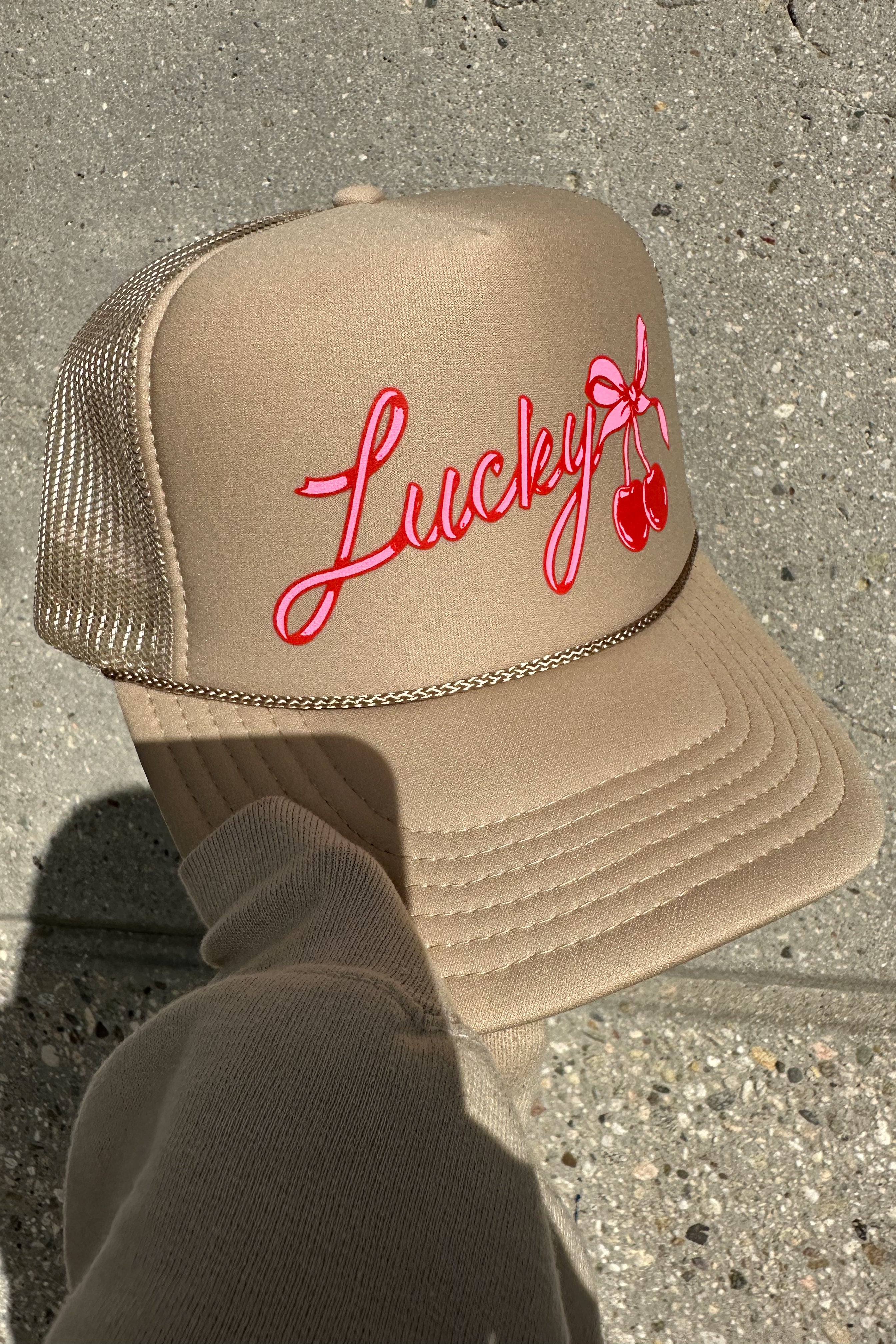 Lucky Girl Trucker Hat (Khaki)