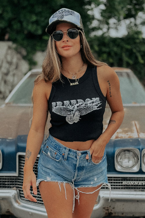 Freedom Biker Ribbed Tank