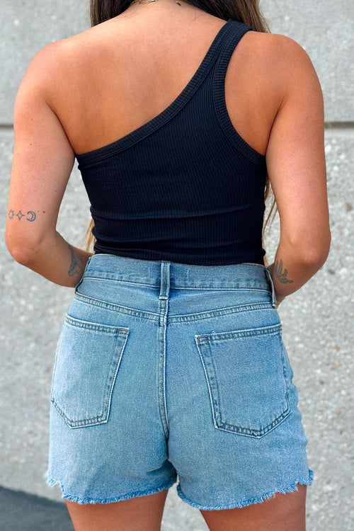 Skylar One Shoulder Top (Black)