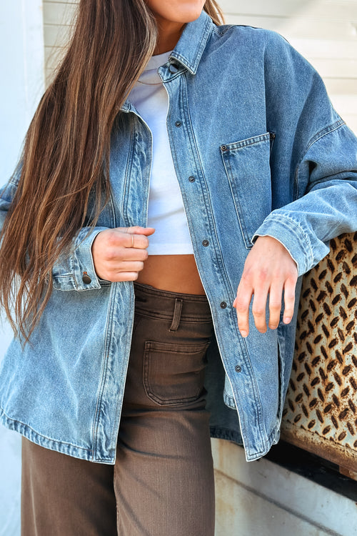 Never Too Late Denim Shacket
