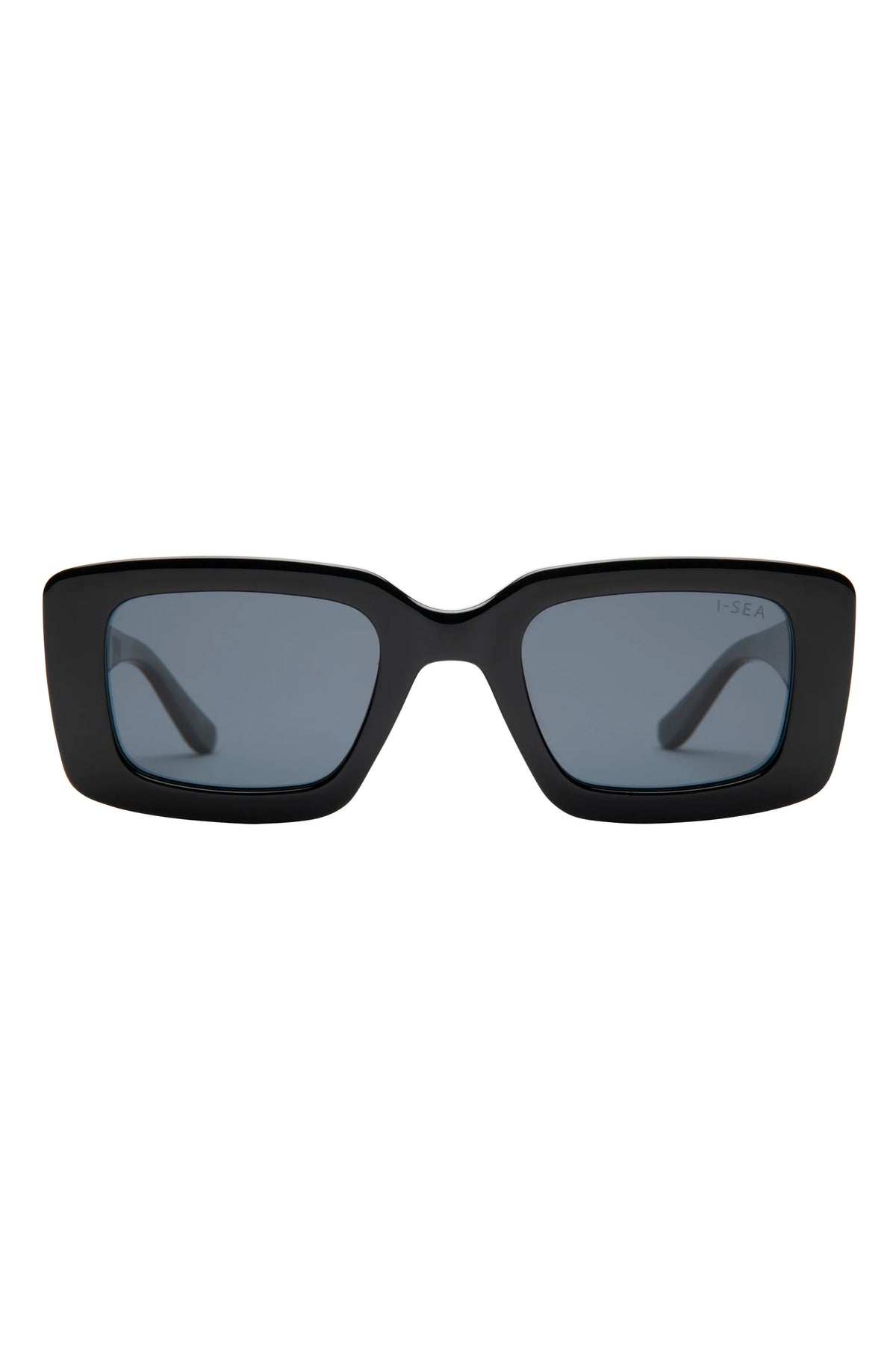 Black sunglasses against a plain background.