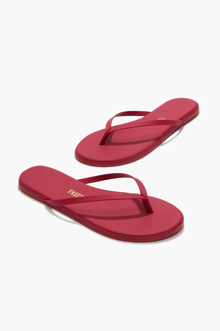 Red flip-flops on a white background