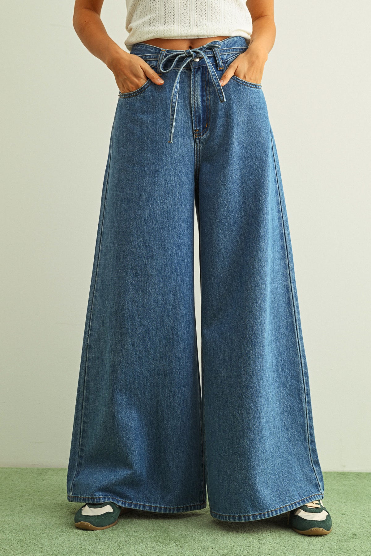 Essential Belted Denim Pants