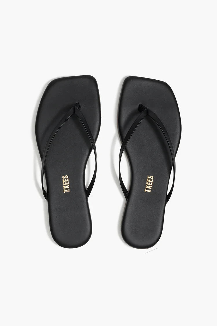 Black sandals against a white background