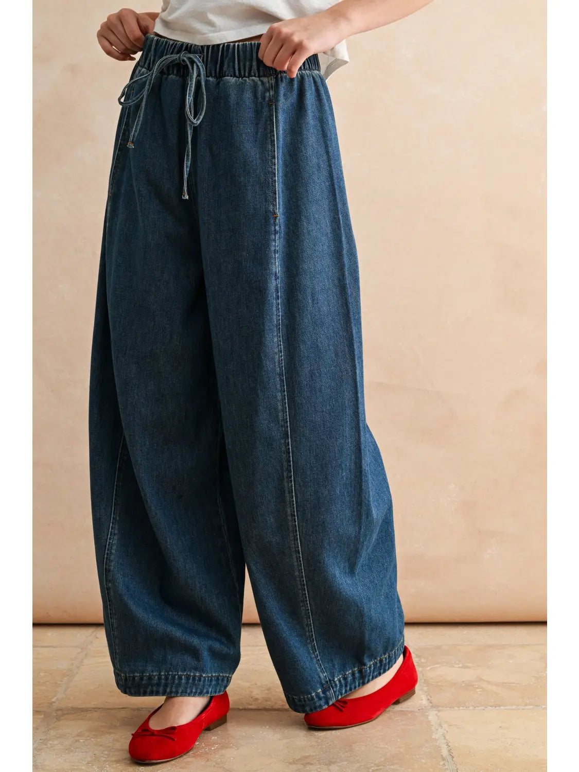 denim barrel pants