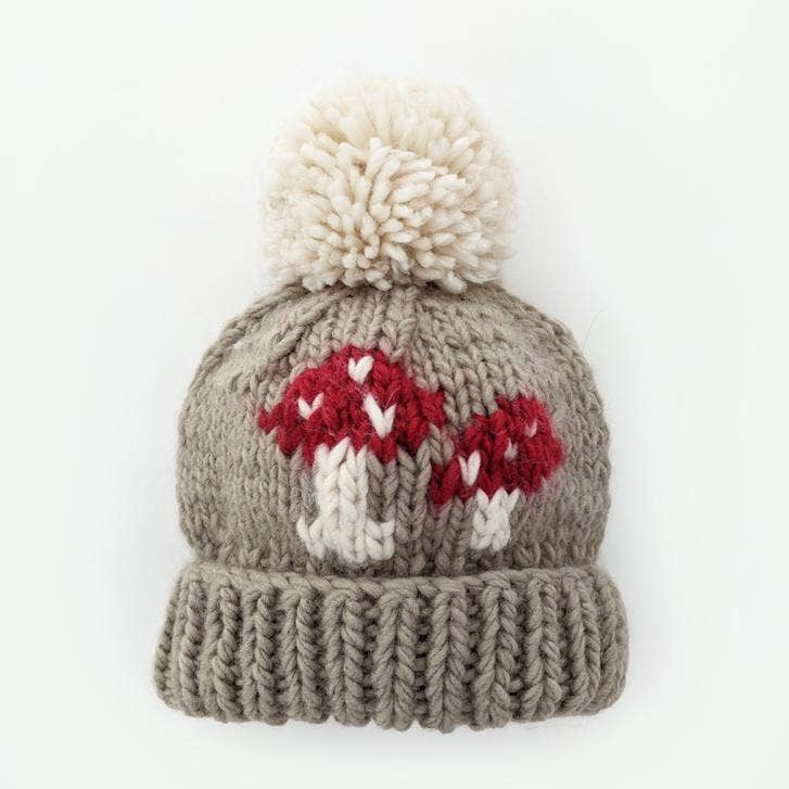Huggalugs - Mushroom Hand Knit Beanie Hat: L (2-6 years)