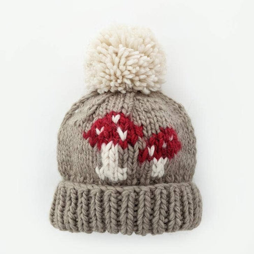 Huggalugs - Mushroom Hand Knit Beanie Hat: S (0-6 months)