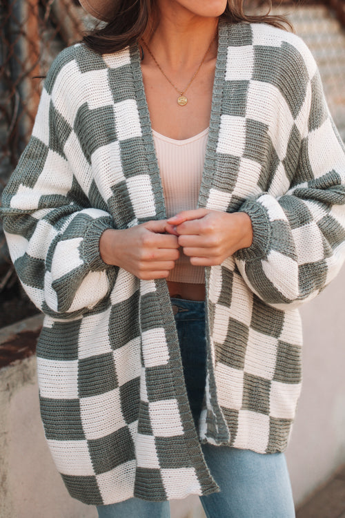 Trying My Best Checkered Cardigan