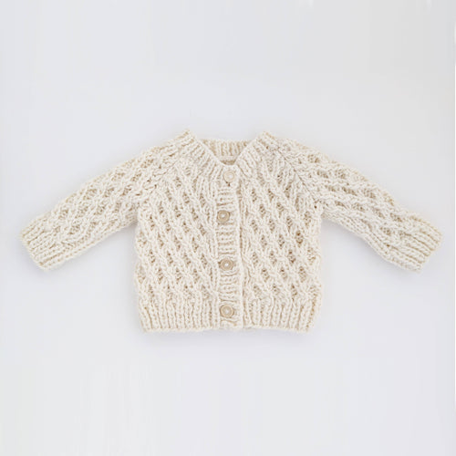 Huggalugs - Waffle Cardigan Sweater Natural: 0-6 months