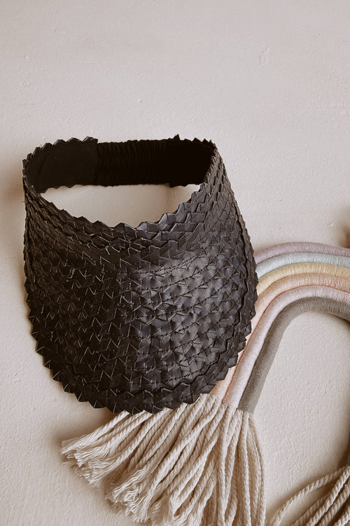 Rattan Sun Visor for Kids (Black)